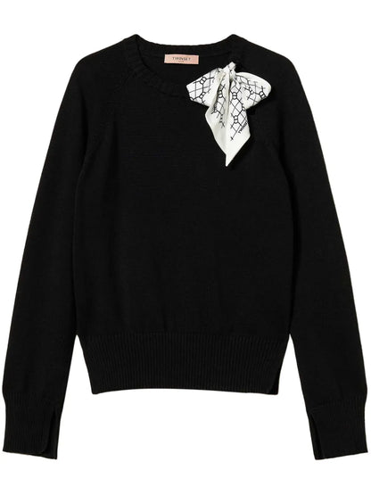 Scarf-Detail Sweater