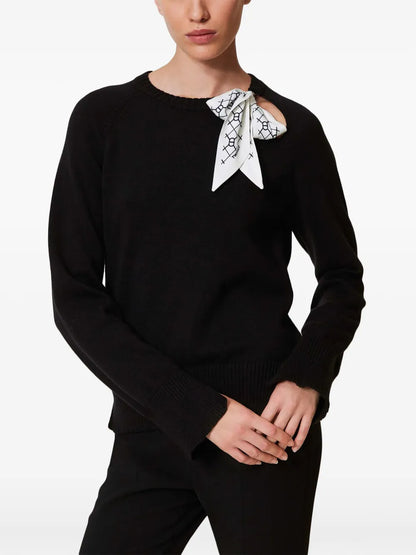 Scarf-Detail Sweater