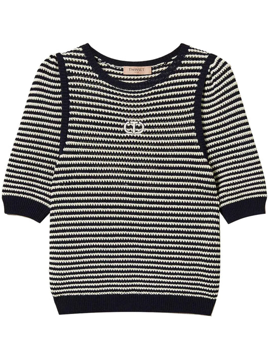 Embroidered Striped T-Shirt