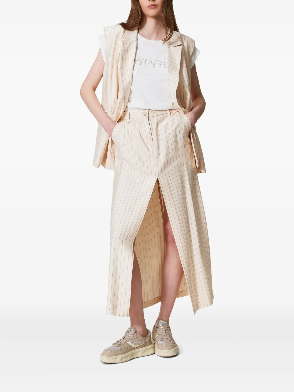 Pinstripe-Pattern Skirt