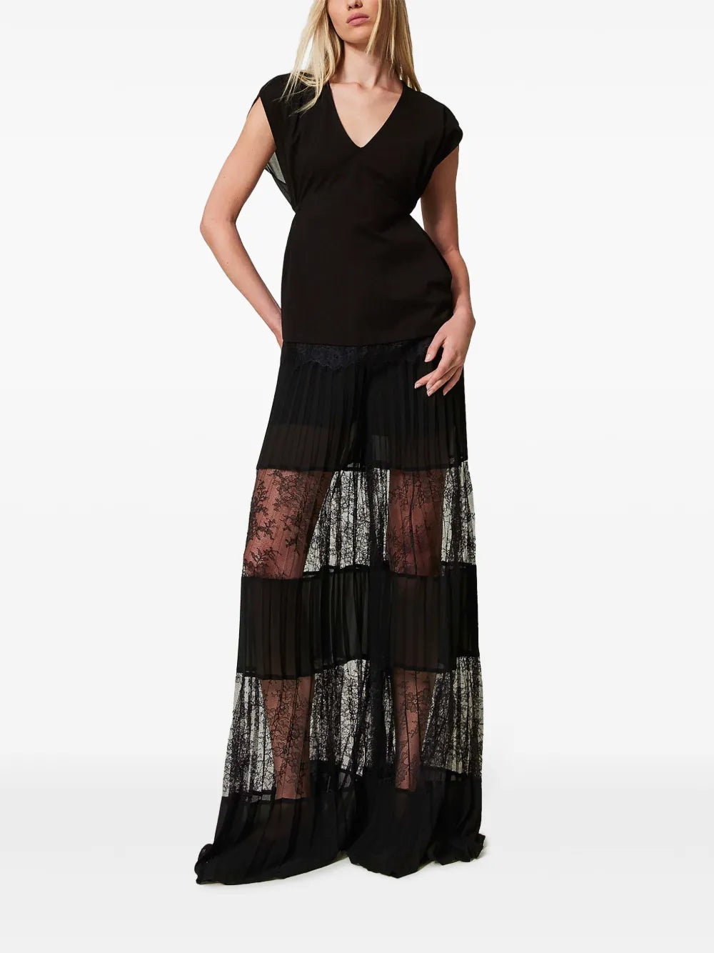 Pleated Georgette Trousers