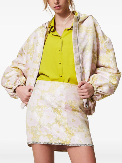 Embroidered Jacquard Bomber Jacket