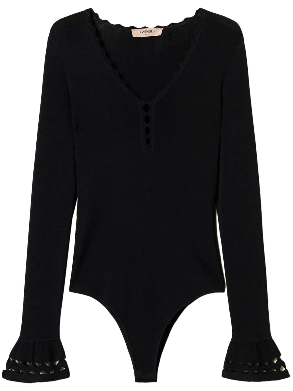 Geometric-Pattern Knitted Bodysuit
