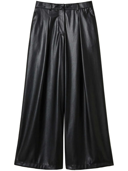 Wide-Leg Faux-Leather Trousers