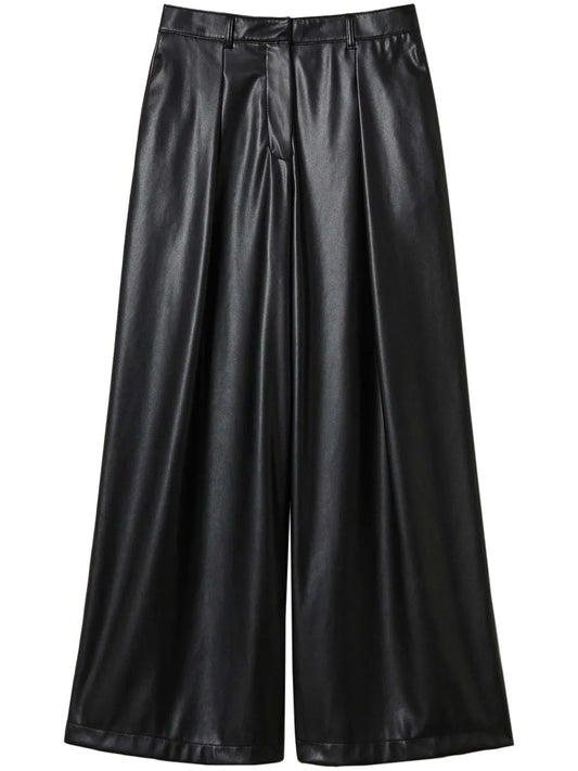 Wide-Leg Faux-Leather Trousers