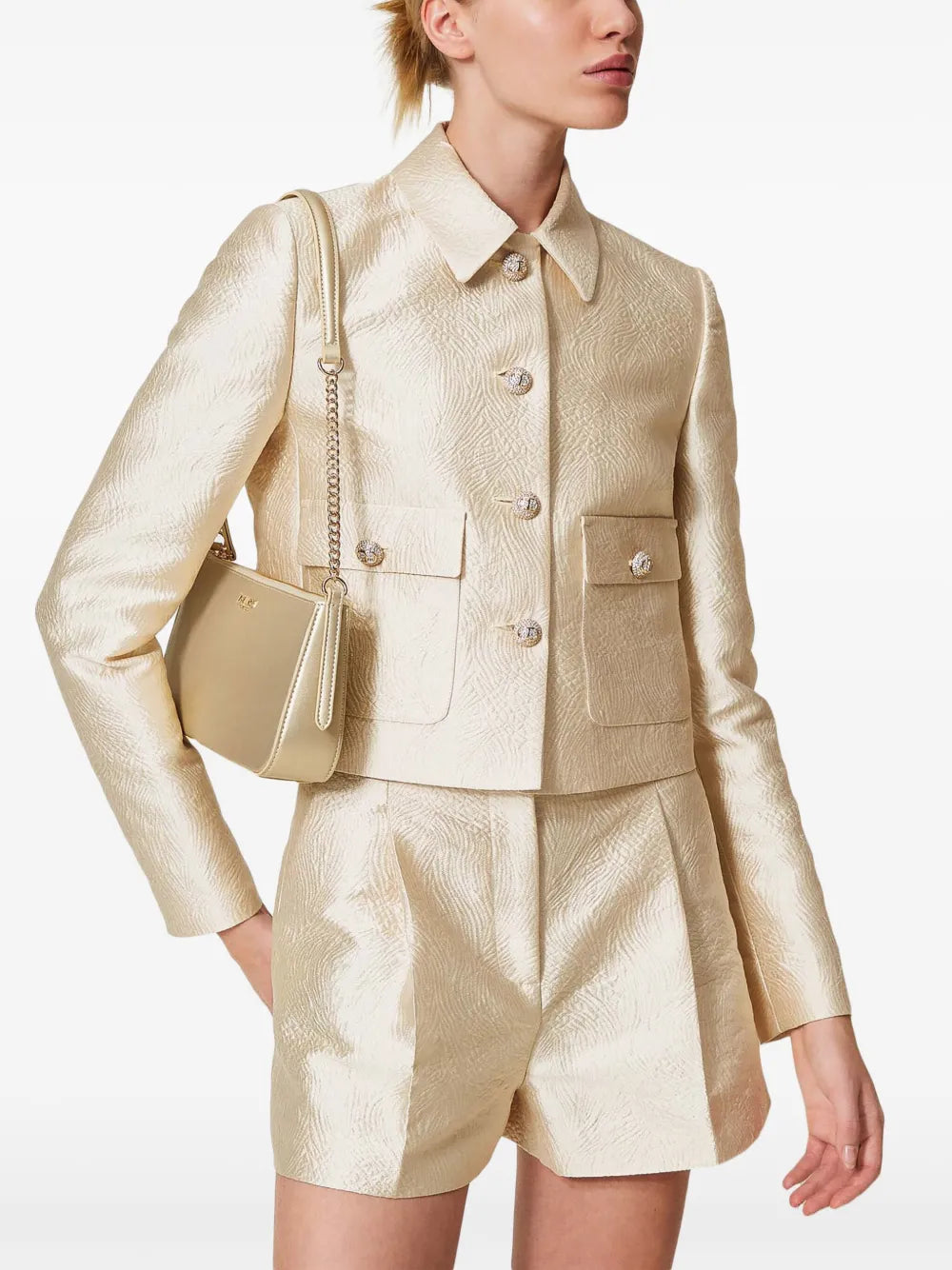 Brocade Jacquard Cropped Jacket