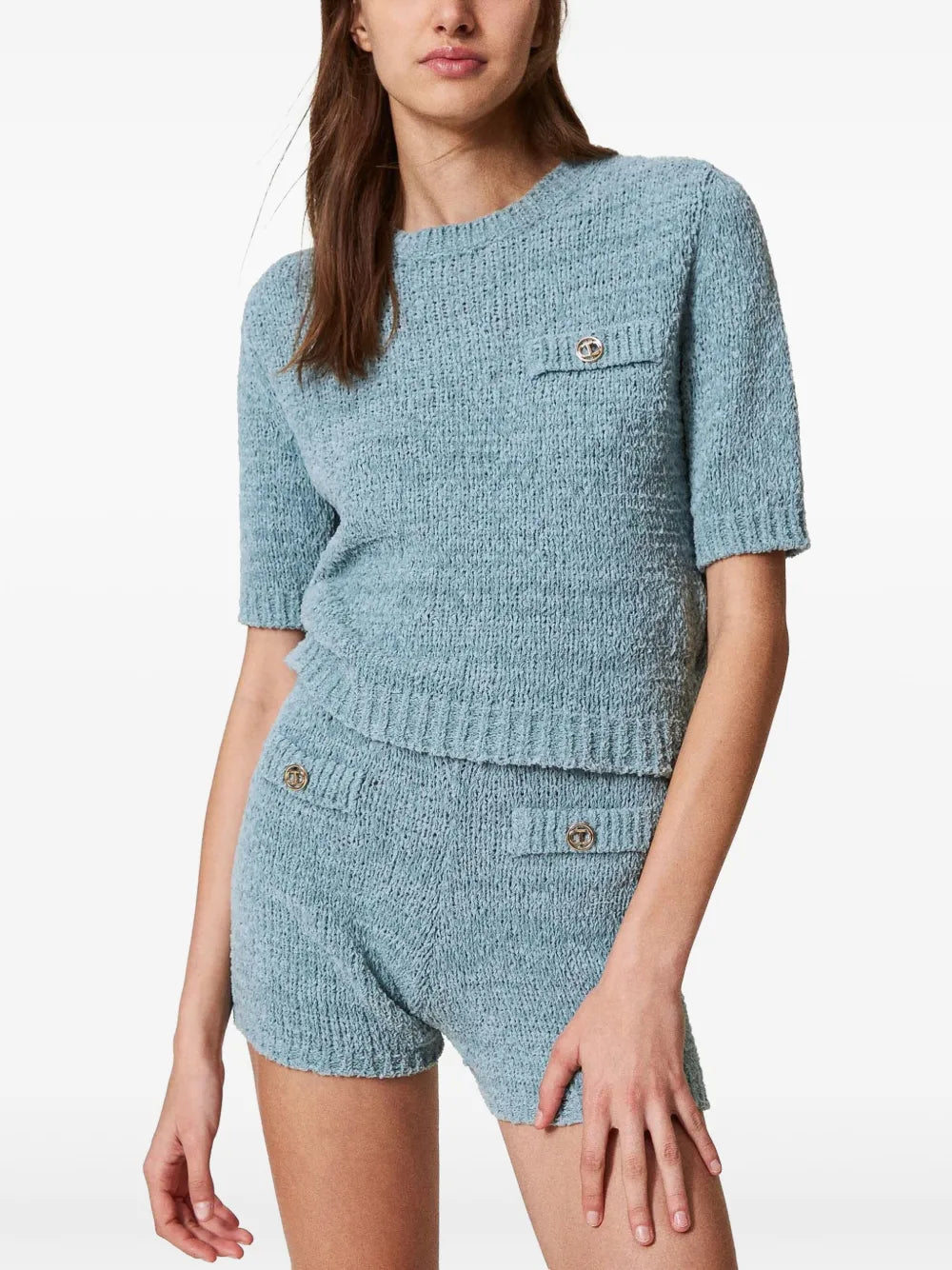 Oval T Button-Detail Shorts