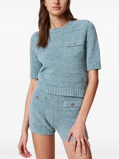 Oval T Button-Detail Shorts