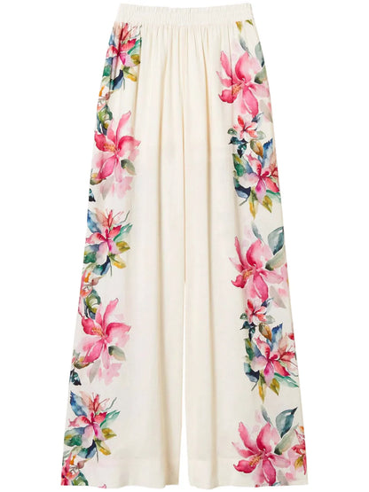 Floral-Print Wide-Leg Trousers