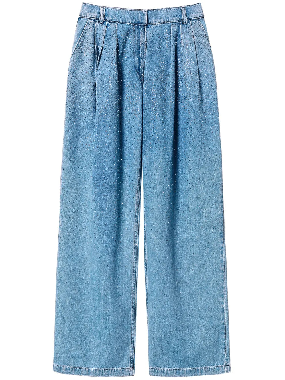 Pleat-Detail Wide-Leg Jeans