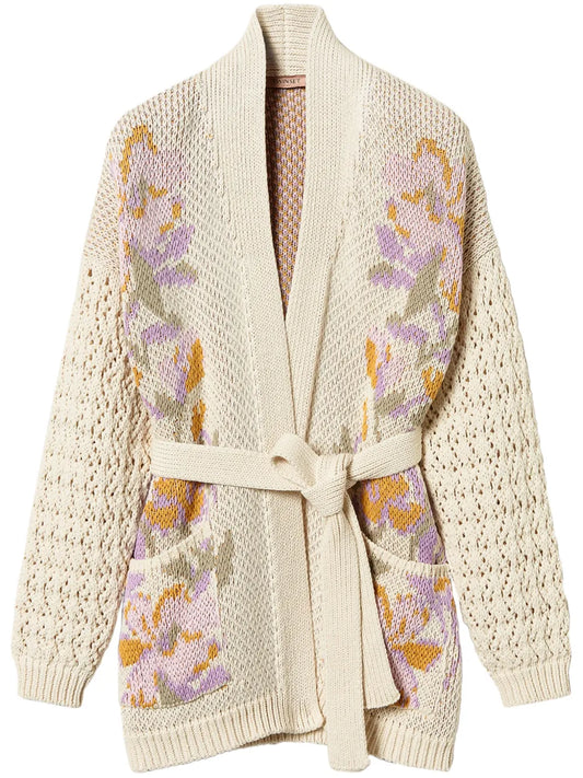 Floral-Motif Cardigan