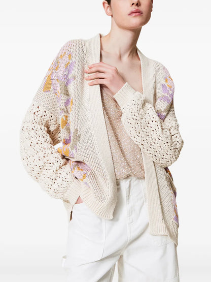 Floral-Motif Cardigan