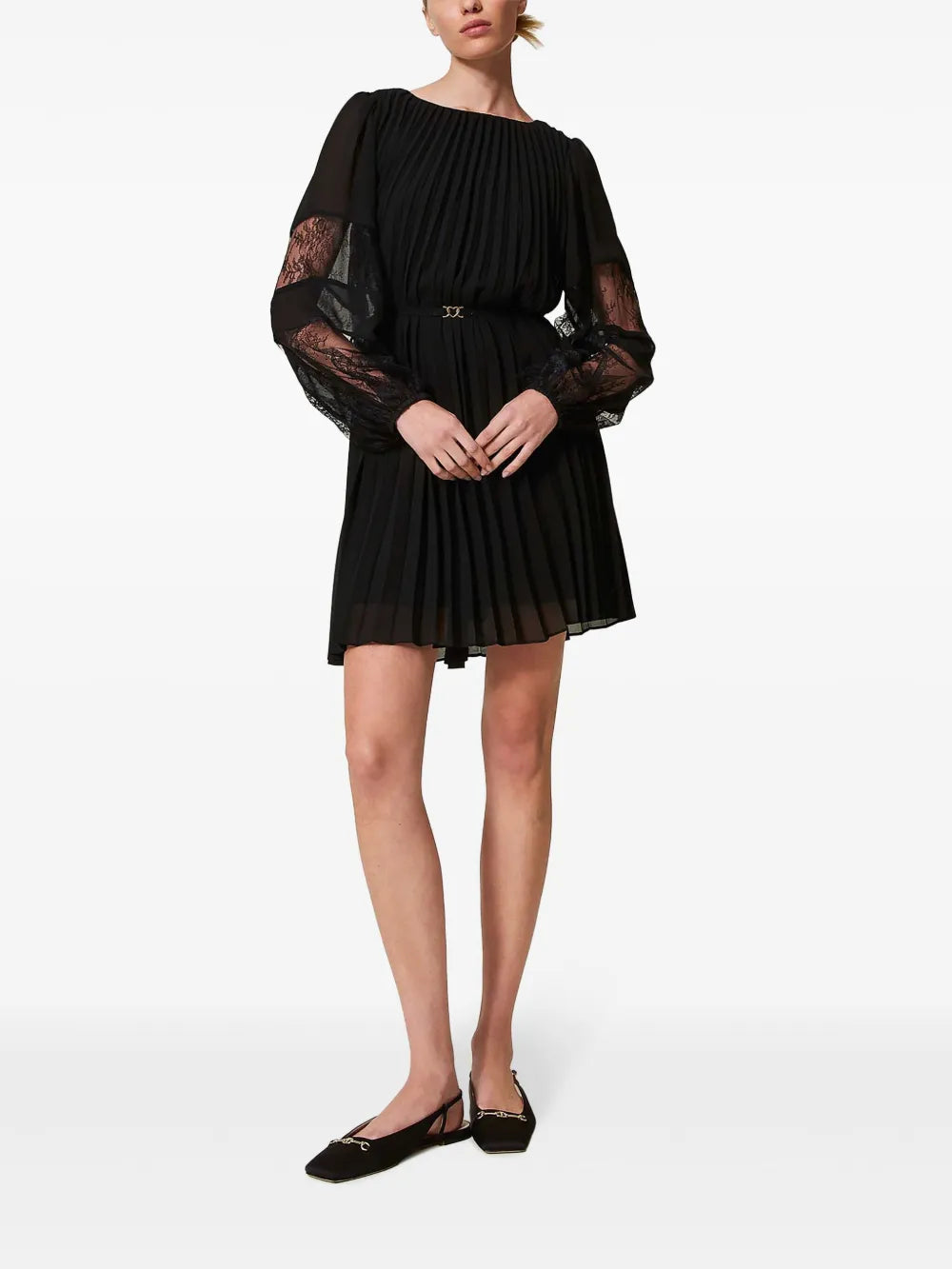 Pleated Georgette Mini Dress
