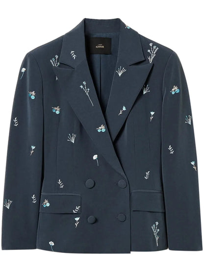 Floral-Embroidered Blazer