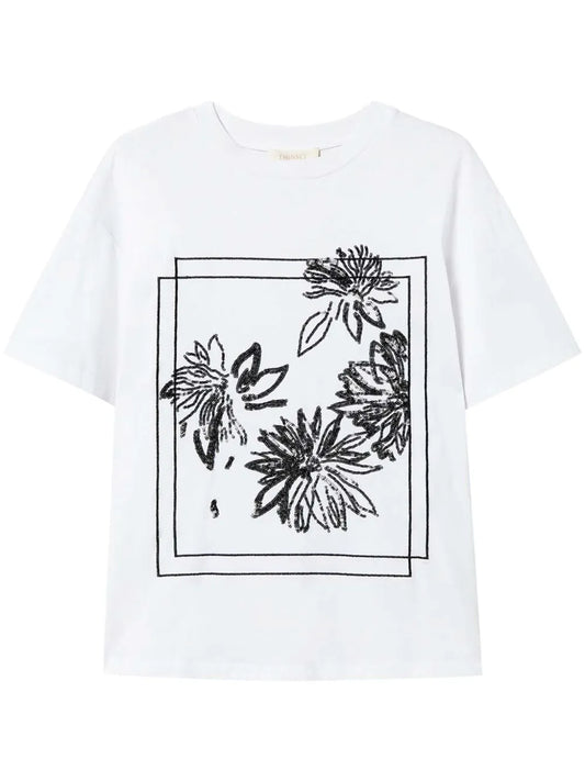 Sequin Embroidery Cotton T-Shirt