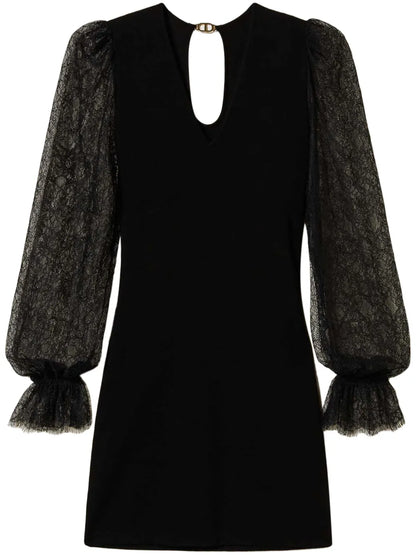 Lace-Detail Knitted Dress