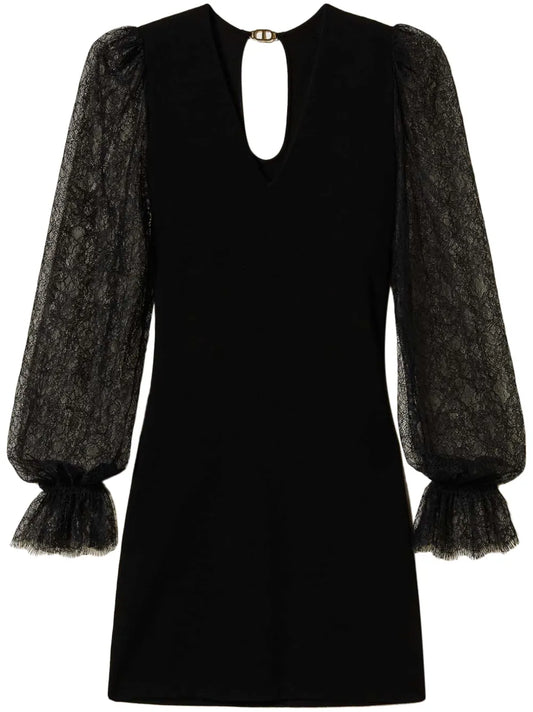 Lace-Detail Knitted Dress