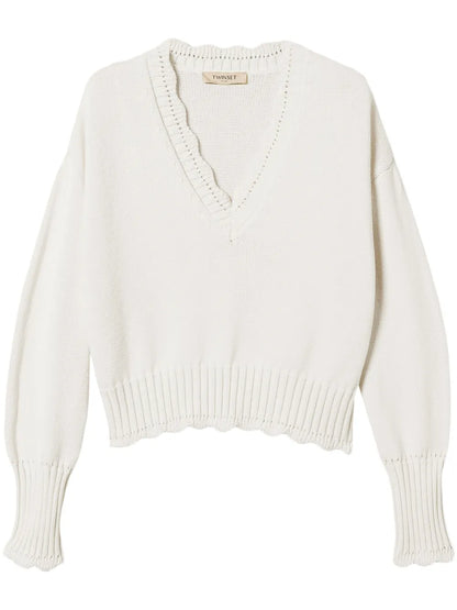 Scallop-Edge Sweater