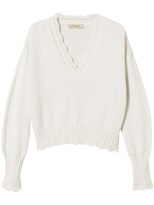 Scallop-Edge Sweater