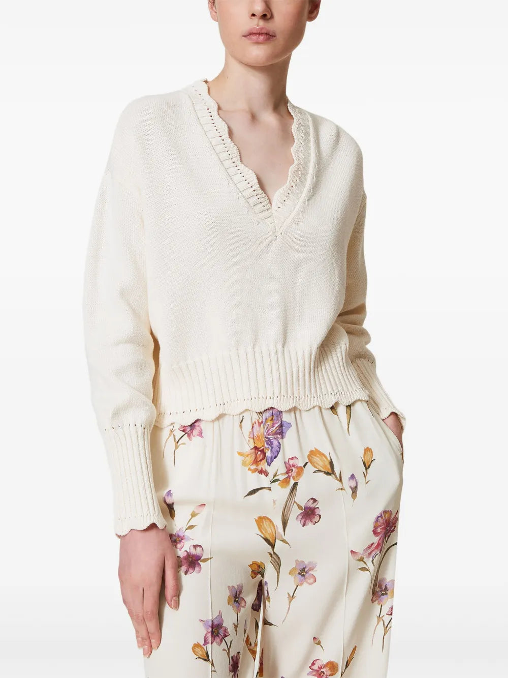 Scallop-Edge Sweater
