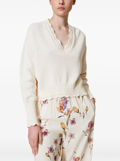 Scallop-Edge Sweater