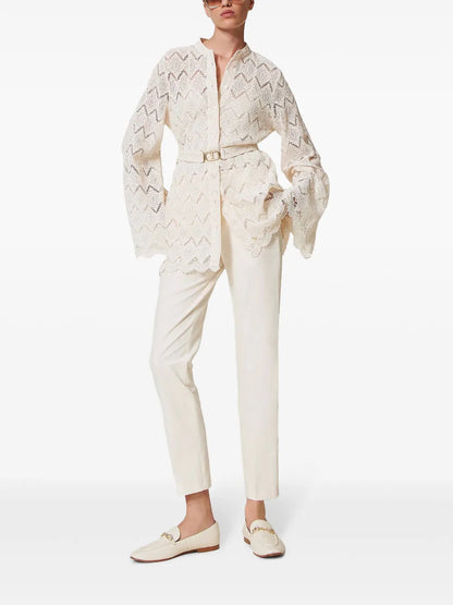 Straight-Leg Gabardine Trousers