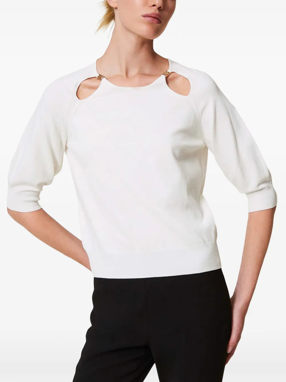 Oval T-Plaque Cut-Out Sweater