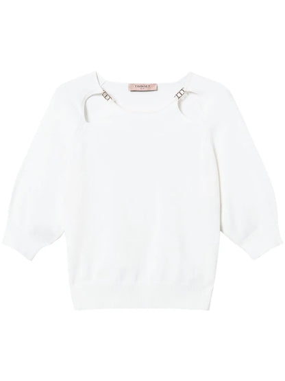 Oval T-Plaque Cut-Out Sweater