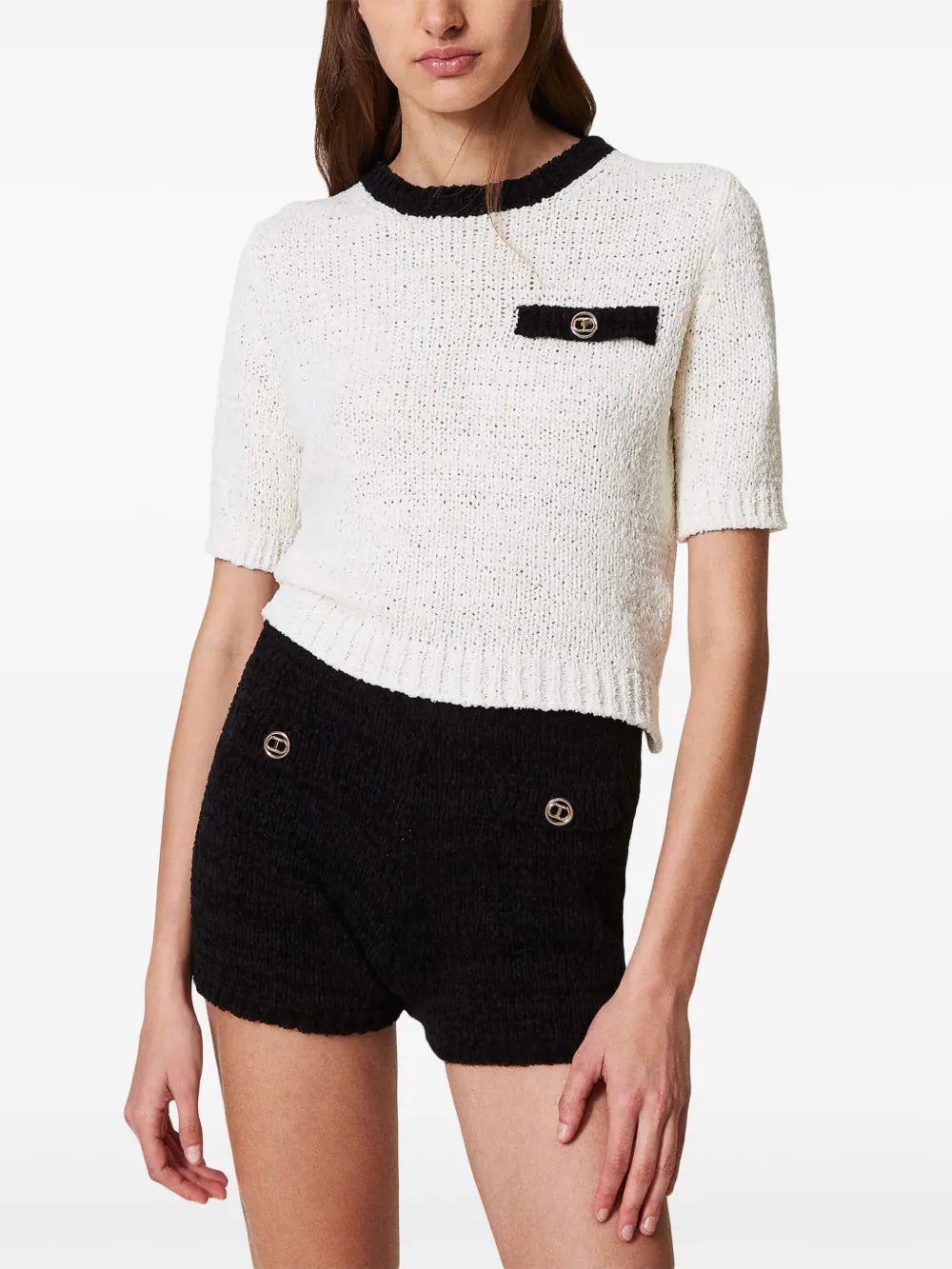 Oval T Button-Detail Shorts