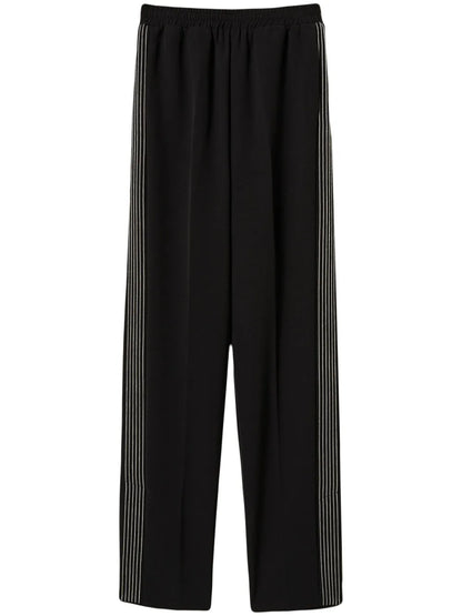 Embroidered Crêpe Track Pants