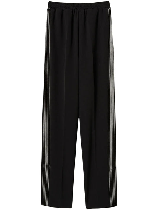 Embroidered Crêpe Track Pants