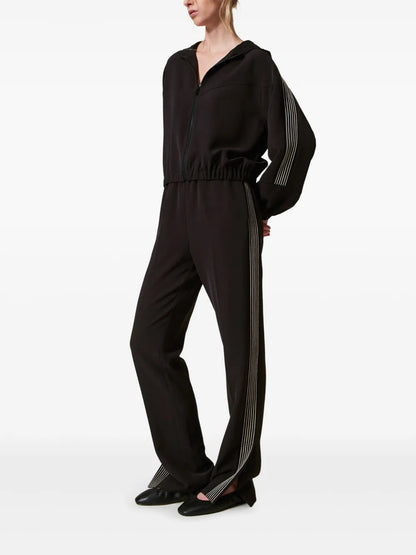 Embroidered Crêpe Track Pants