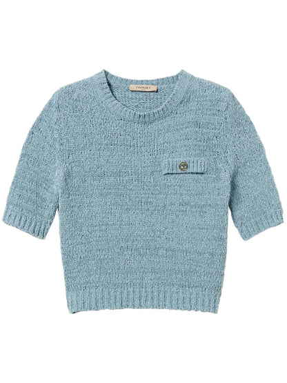 Oval T Button Cropped Jumper