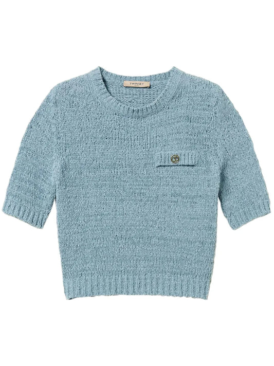 Oval T Button Cropped Jumper
