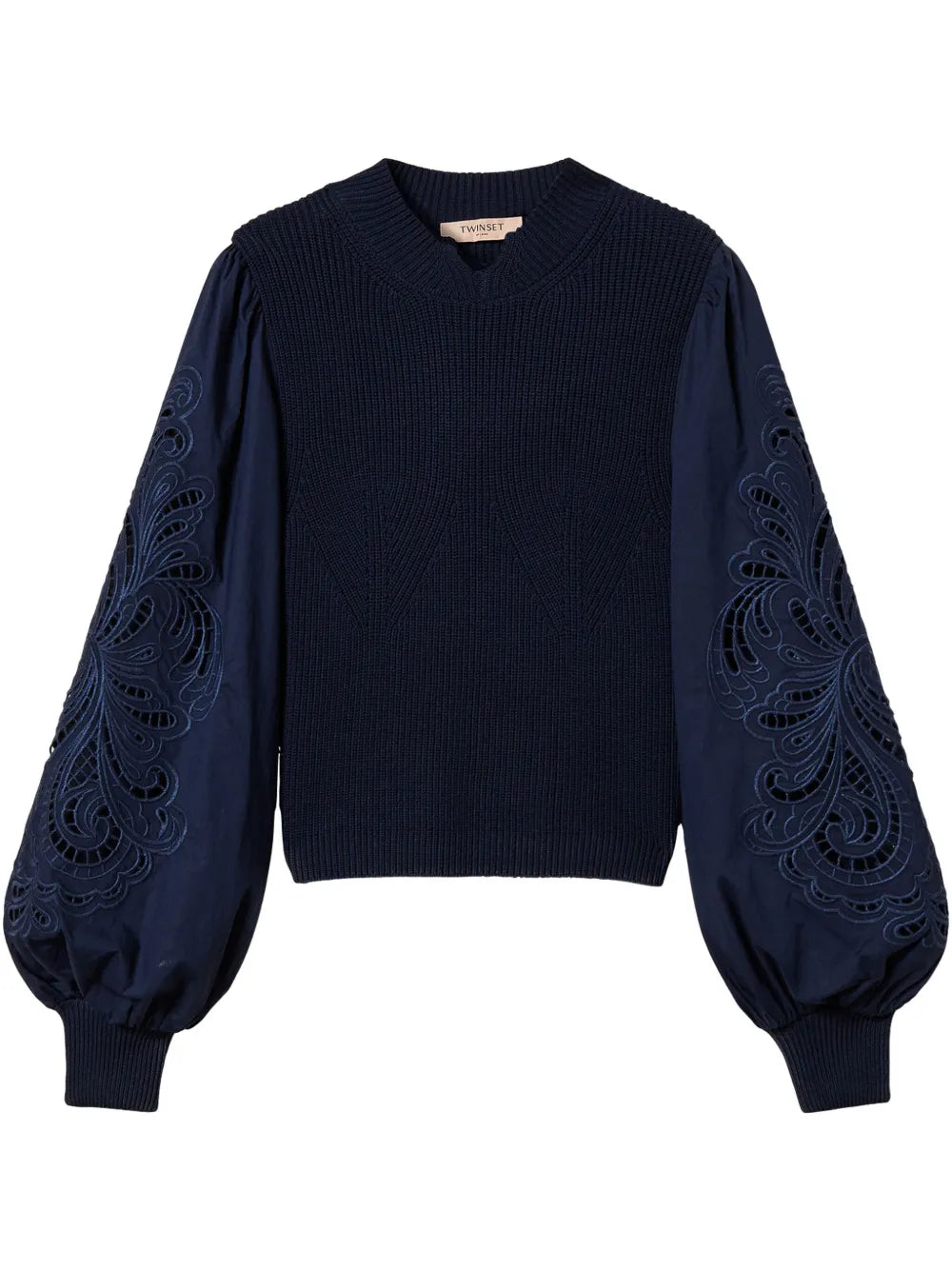 Embroidered-Sleeve Jumper