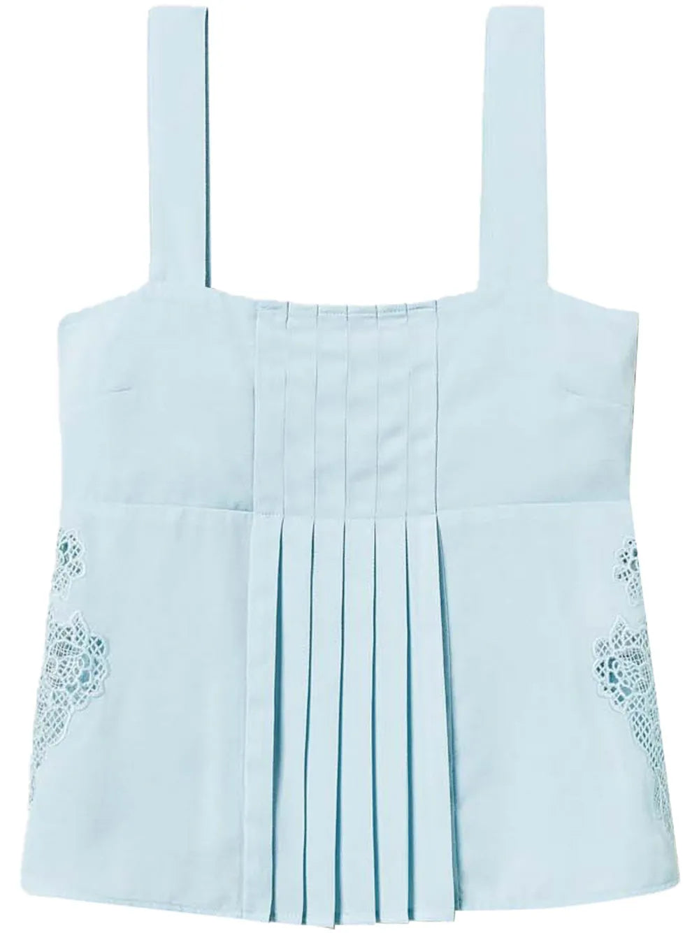 Embroidery Pleated Twill Top