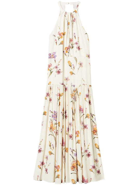 Floral-Print Crepe Dress