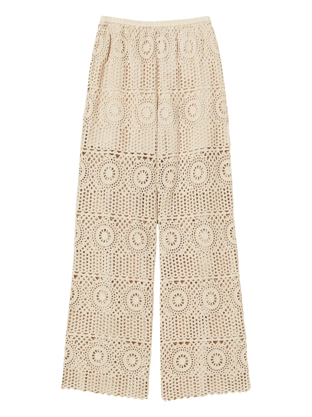 Crochet-Pattern Wide-Leg Trousers