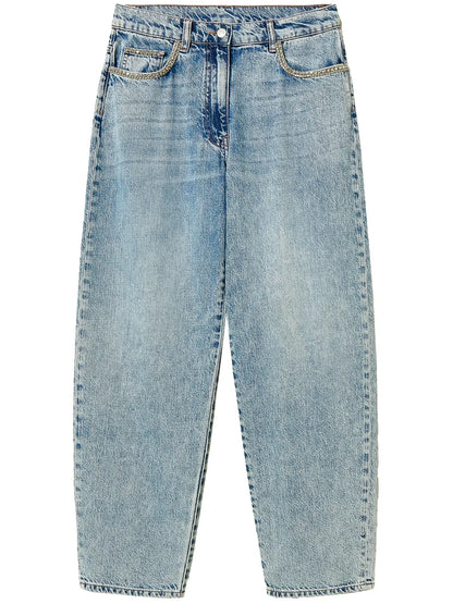 Rhinestone-Embellished Tapered Jeans