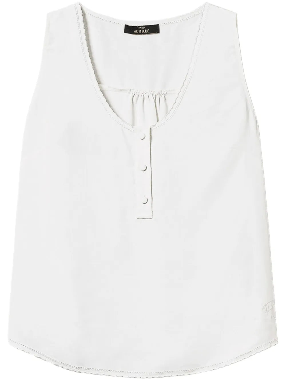 Embroidered-Trim Top