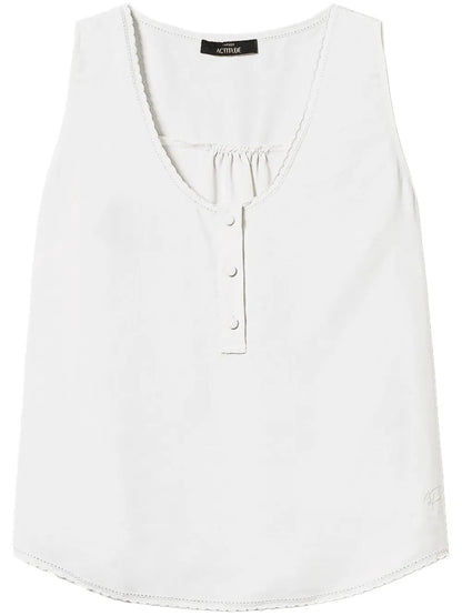 Embroidered-Trim Top