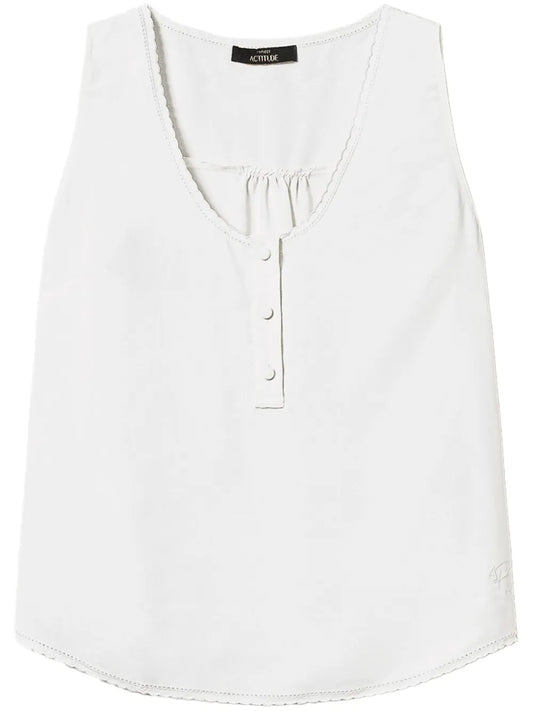Embroidered-Trim Top