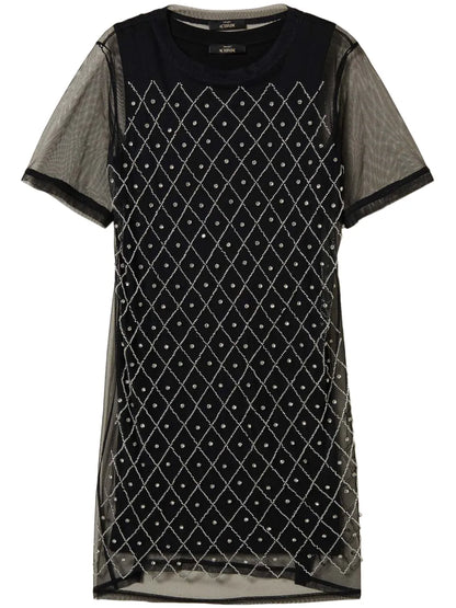 Embroidered Tulle Mini Dress
