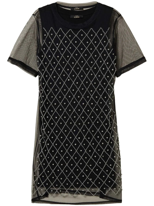 Embroidered Tulle Mini Dress