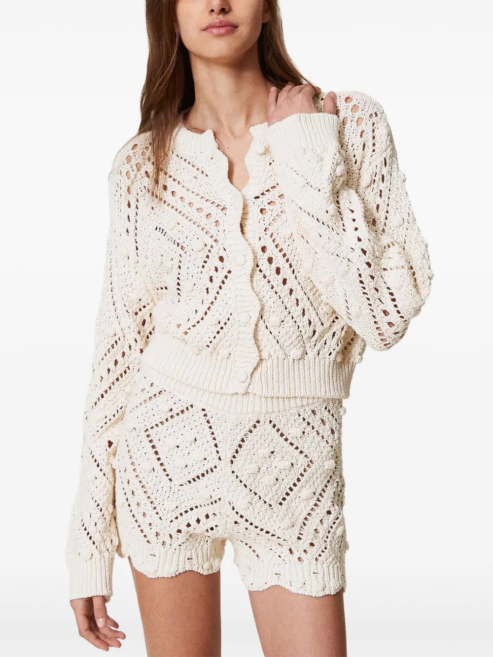 Crochet-Knit Cardigan