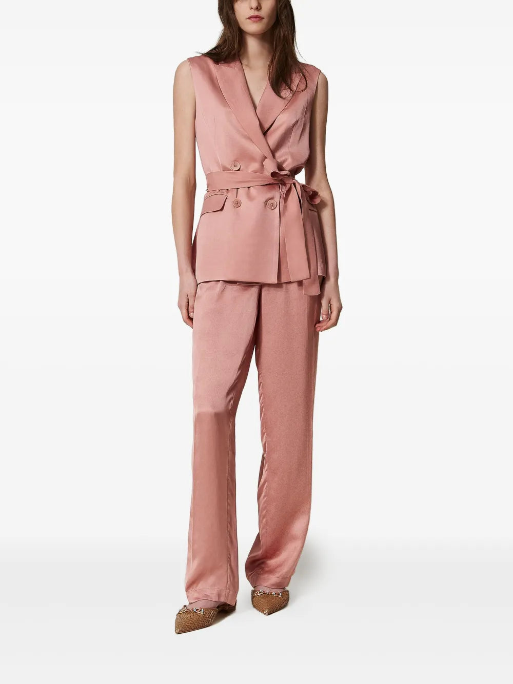 Pleated Satin Trousers