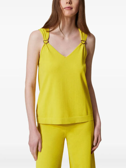 Heart-Buckle Detailing Tank Top