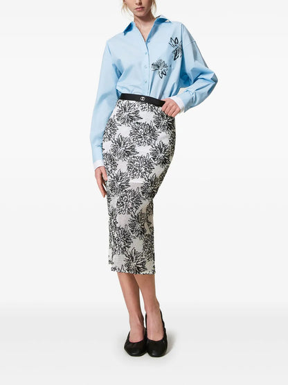 Sequin-Embellished Midi Skirt