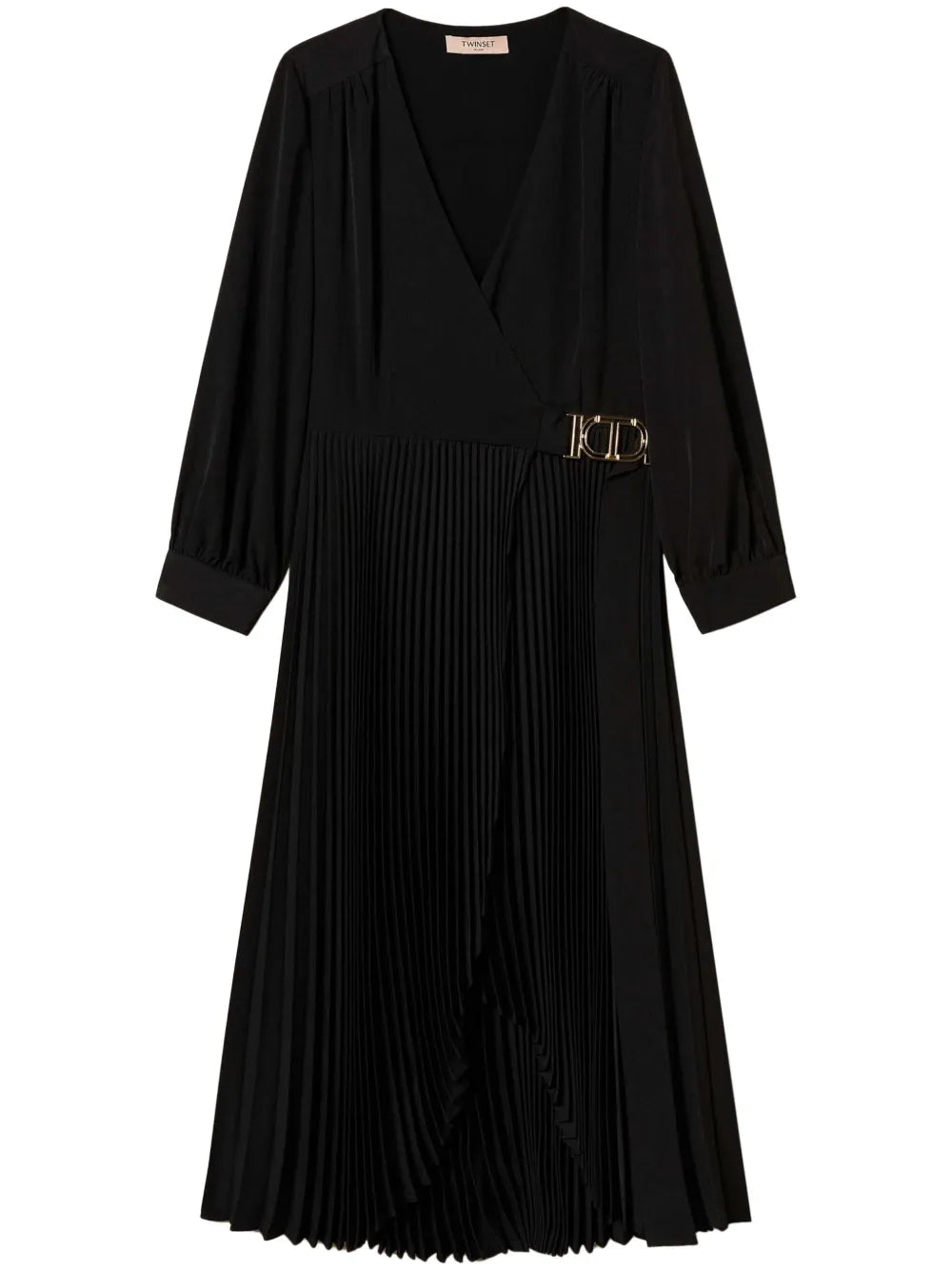 Pleated Crepe Midi Dress