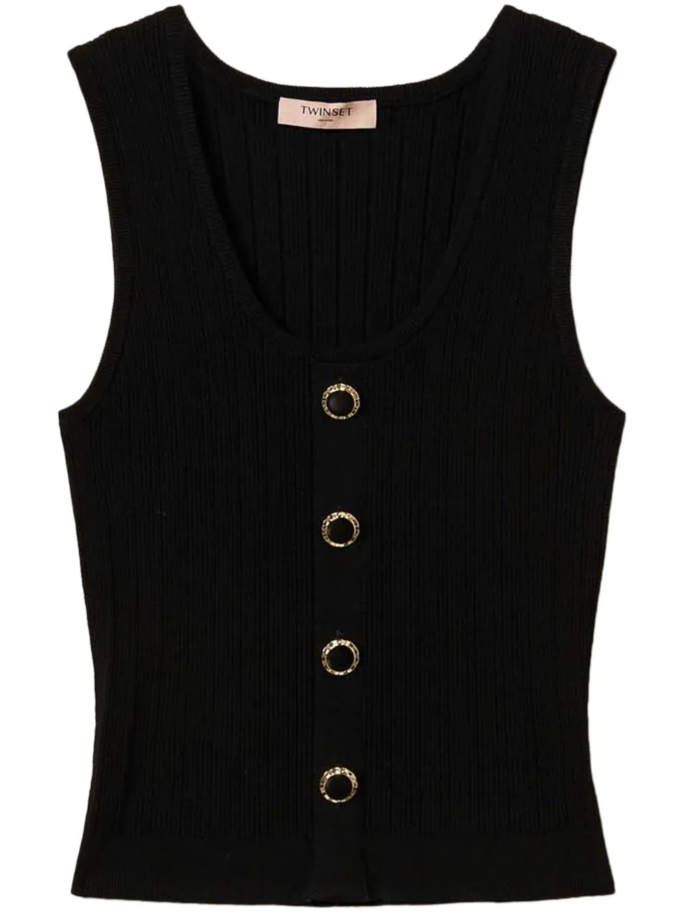 Decorative-Buttons Knitted Top